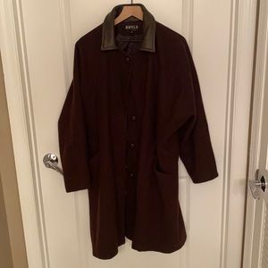 Jofeld Vintage Chocolate Brown 100% Wool Trench Coat